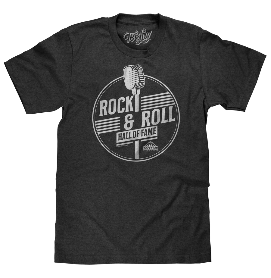 Rock and Roll Hall of Fame Retro Microphone T-Shirt - Charcoal Gray Heather