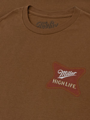 Miller High Life Front and Back Logo T-Shirt - Brown Sugar