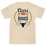 Coors Banquet Rodeo Bull Beer Front and Back T-Shirt - Cream