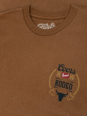Coors Banquet Rodeo Bull Beer Front and Back T-Shirt - Brown Sugar