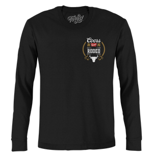 Coors Banquet Beer Rodeo Bull Double Sided Long Sleeve T-Shirt - Black