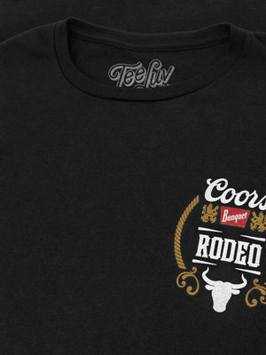 Coors Banquet Beer Rodeo Bull Double Sided Long Sleeve T-Shirt - Black