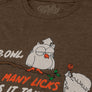 Mr Owl How Many Licks Does It Take Tootsie Roll Pop Candy T-Shirt - Heather Brown
