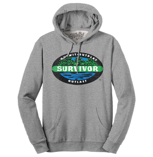 Survivor Outwit Outplay Outlast Logo Hooded Sweatshirt - Oxford Gray