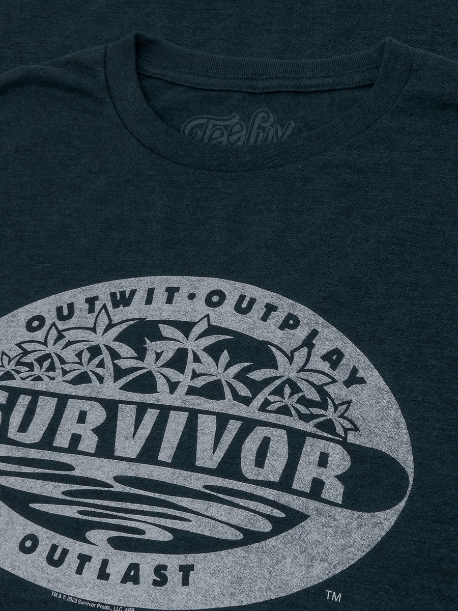 Distressed Survivor TV Show Logo T-Shirt - Denim Black Heather