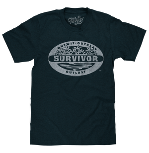 Distressed Survivor TV Show Logo T-Shirt - Denim Black Heather