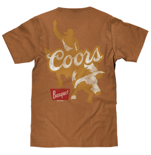 Coors Banquet Rodeo Bull Rider Front/Back T-Shirt - Brown Sugar
