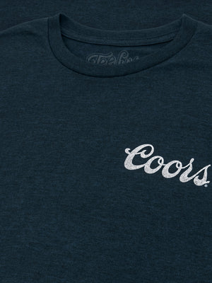 Coors Genuine Bock Beer Left Chest Front and Back Print T-Shirt - Denim Black Heather