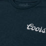 Coors Genuine Bock Beer Left Chest Front and Back Print T-Shirt - Denim Black Heather