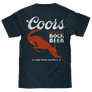 Coors Genuine Bock Beer Left Chest Front and Back Print T-Shirt - Denim Black Heather