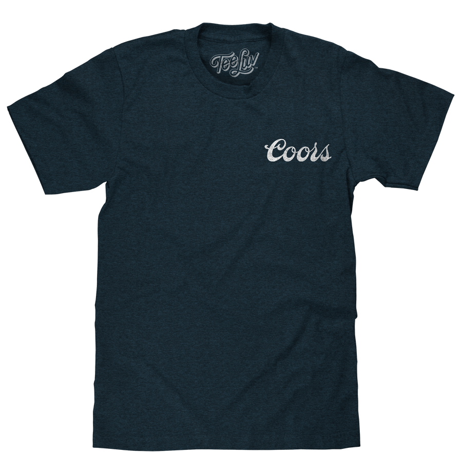 Coors Genuine Bock Beer Left Chest Front and Back Print T-Shirt - Denim Black Heather