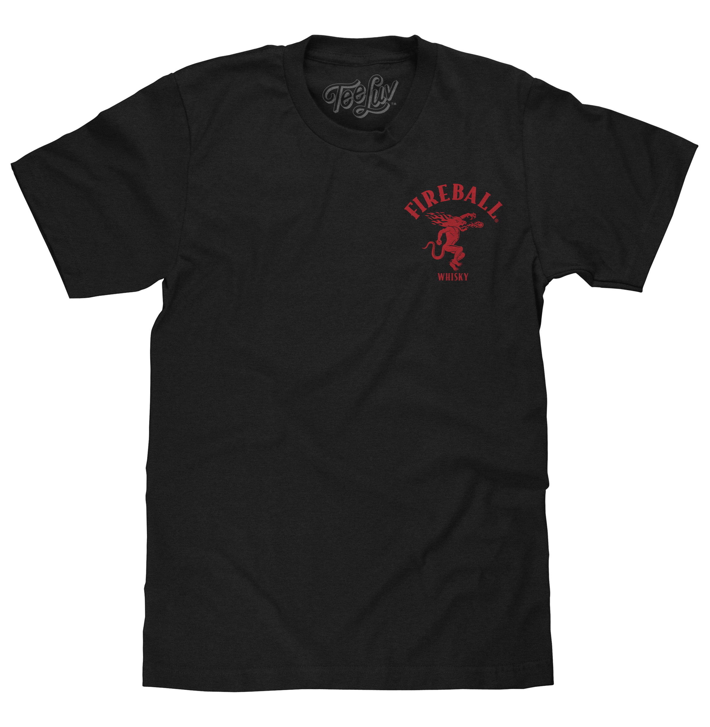 Fireball Whisky Left Chest Front and Back Dragon Mascot Logo T
