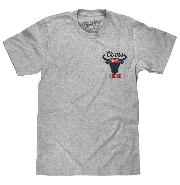 Coors Banquet Beer Rodeo Bull Front and Back Print T-Shirt - Athletic Gray Heather