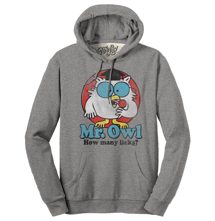 Mr. Owl Tootsie Pop How Many Licks Hooded Sweatshirt - Oxford Gray