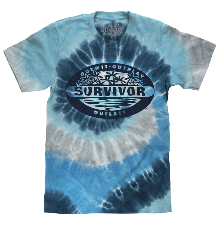 Survivor Logo Outwit Outplay Outlast Tie Dye T-Shirt - Moonbeam Tie Dye