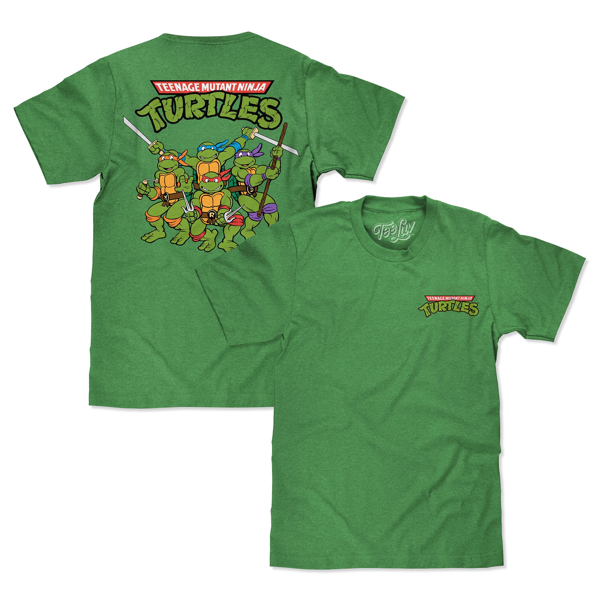 Tee Luv Men's Teenage Mutant Ninja Turtles Double Sided Cartoon Shirt