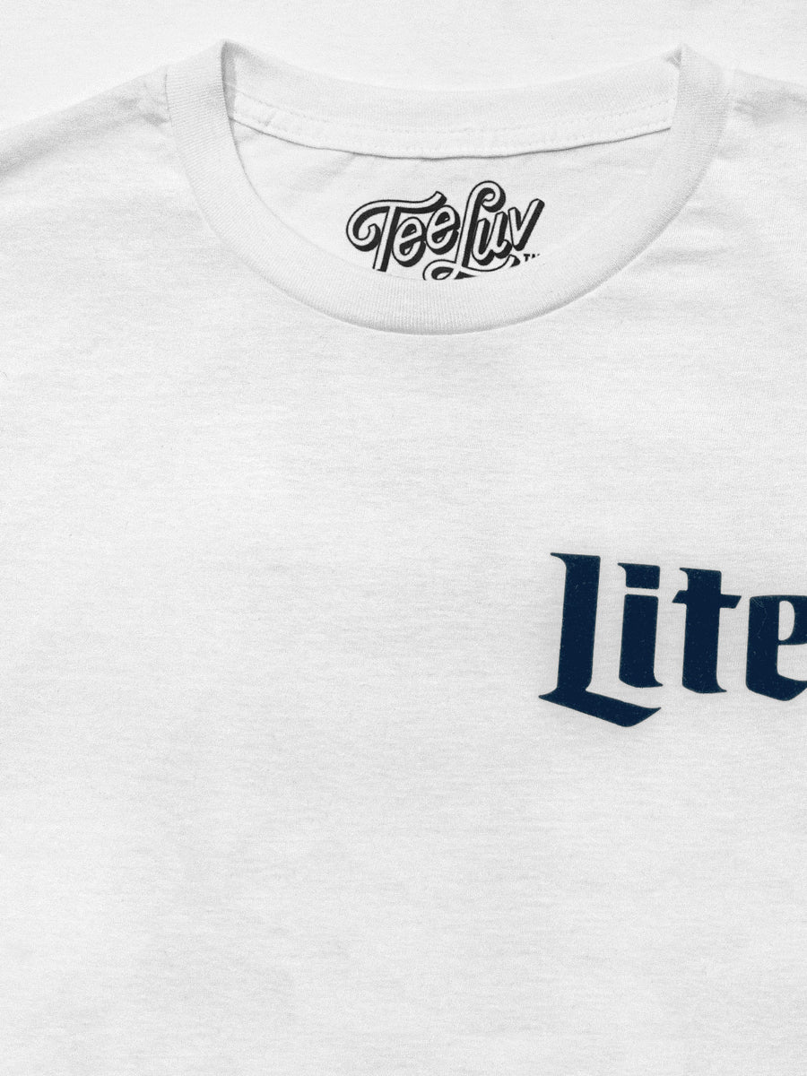 Miller Lite Beer Front and Back Print T-Shirt - White