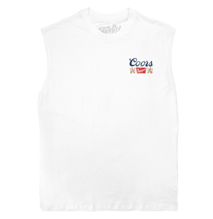 Coors Banquet Rodeo Double Sided Sleeveless Muscle Tee T-Shirt - White