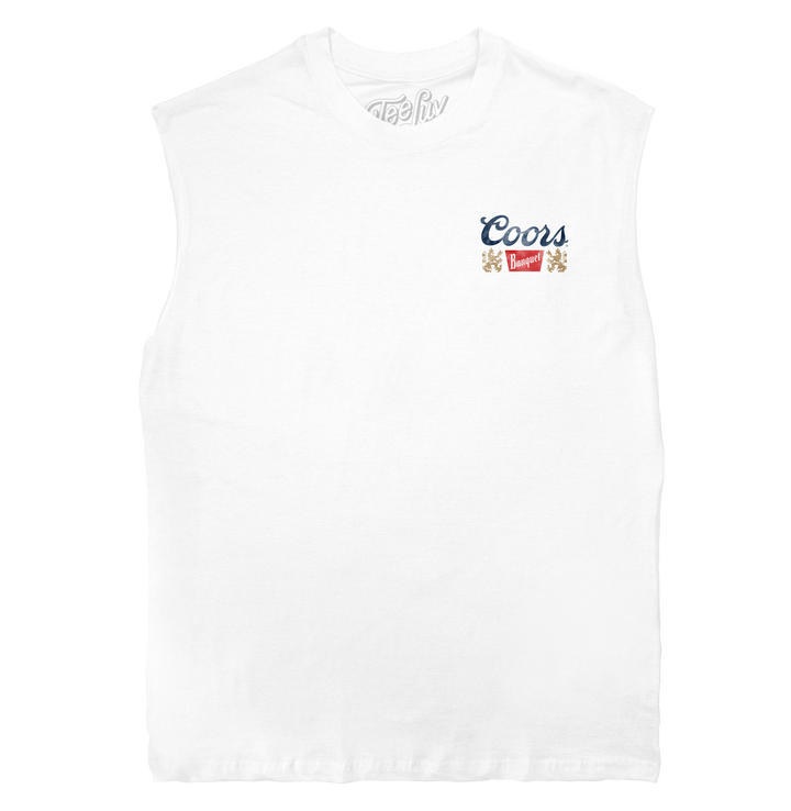 Coors Banquet Rodeo Double Sided Sleeveless Muscle Tee T-Shirt - White