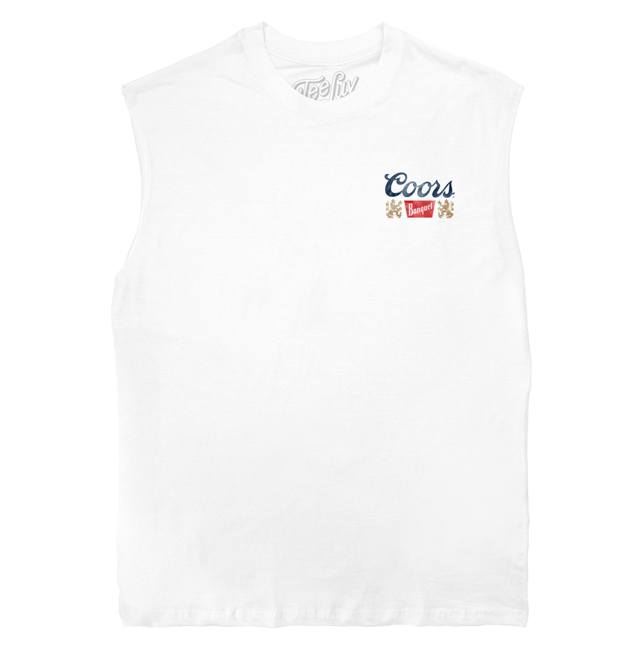 Coors Banquet Rodeo Double Sided Sleeveless Muscle Tee T-Shirt - White