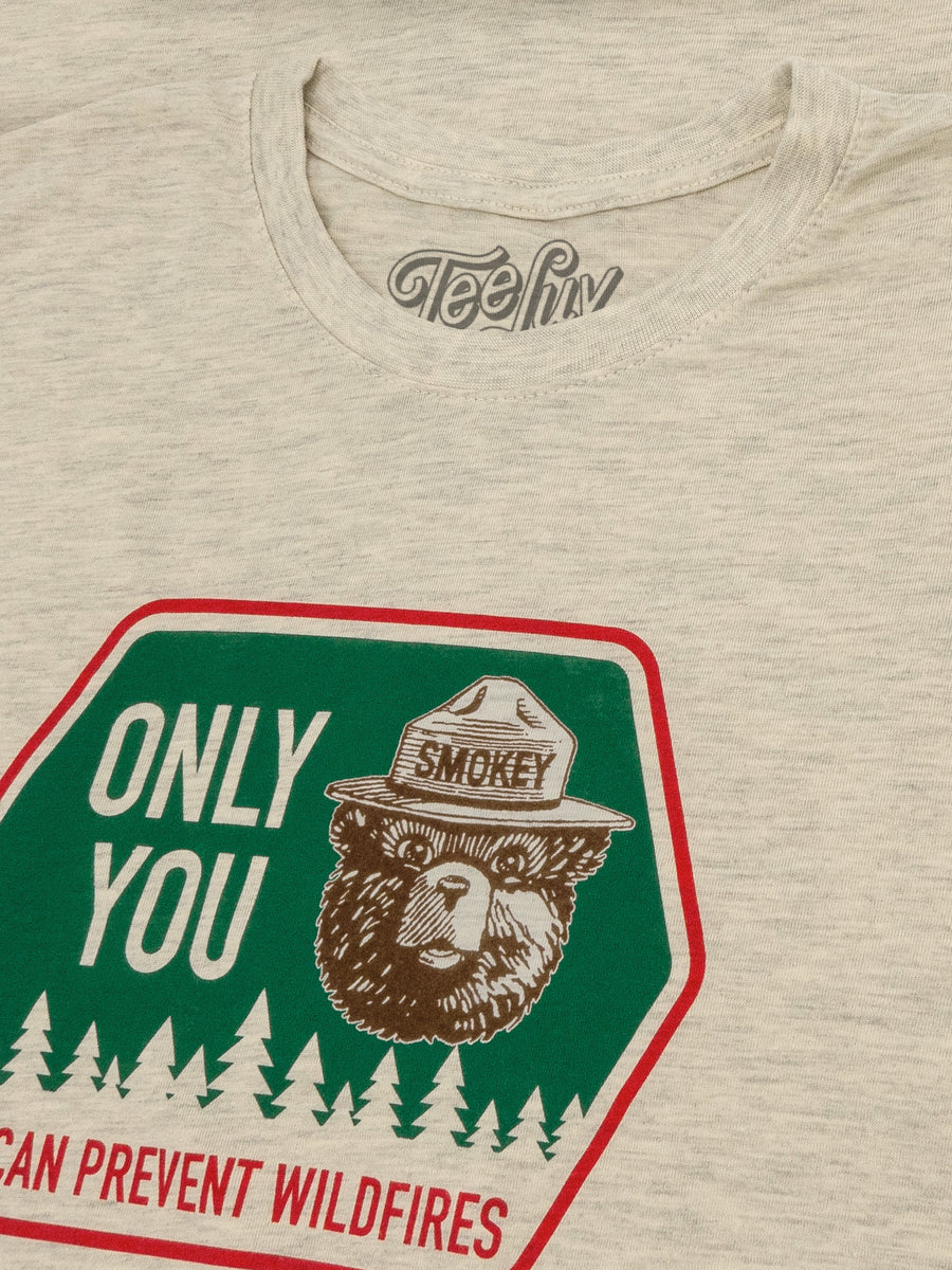 Retro Smokey Bear Only You Can Prevent Wildfires T-Shirt - Oatmeal Heather