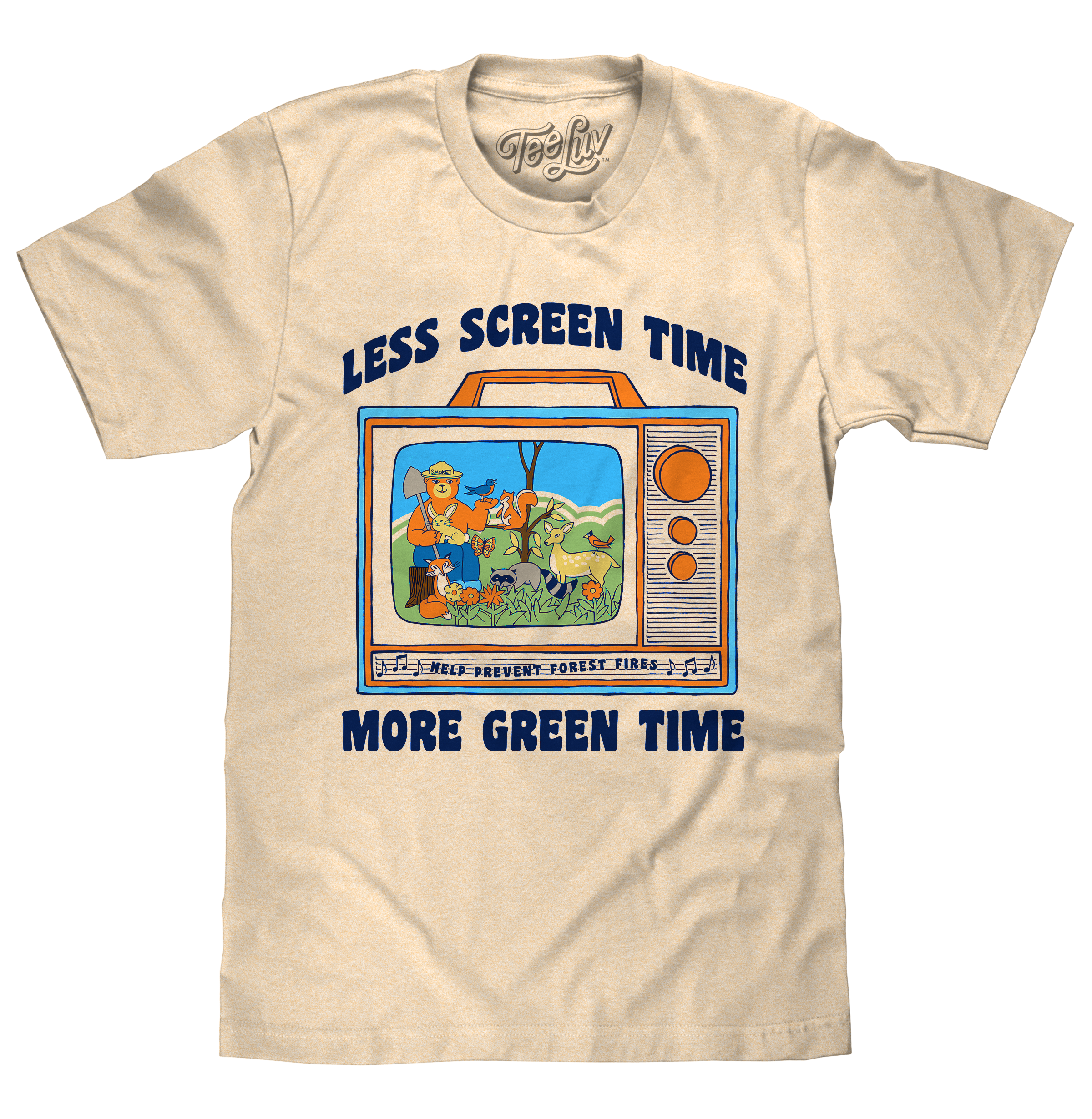 Smokey Bear Less Screen Time More Green Time T-Shirt - Cream – Tee Luv