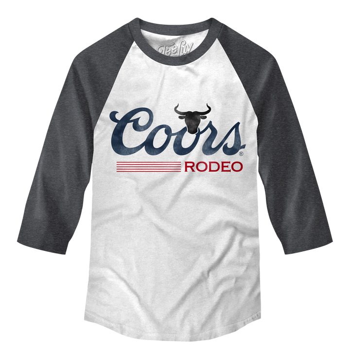 Coors Rodeo Beer Raglan 3/4 Sleeve T-Shirt - White/Charcoal