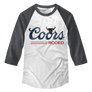 Coors Rodeo Beer Raglan 3/4 Sleeve T-Shirt - White/Charcoal