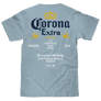 Corona Extra Left Chest Front and Back Beer Logo T-Shirt - Arctic Blue