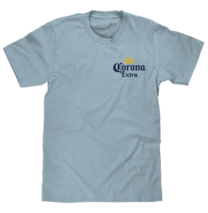 Corona Extra Left Chest Front and Back Beer Logo T-Shirt - Arctic Blue