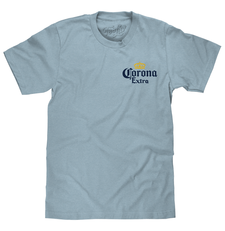 Corona Extra Left Chest Front and Back Beer Logo T-Shirt - Arctic Blue