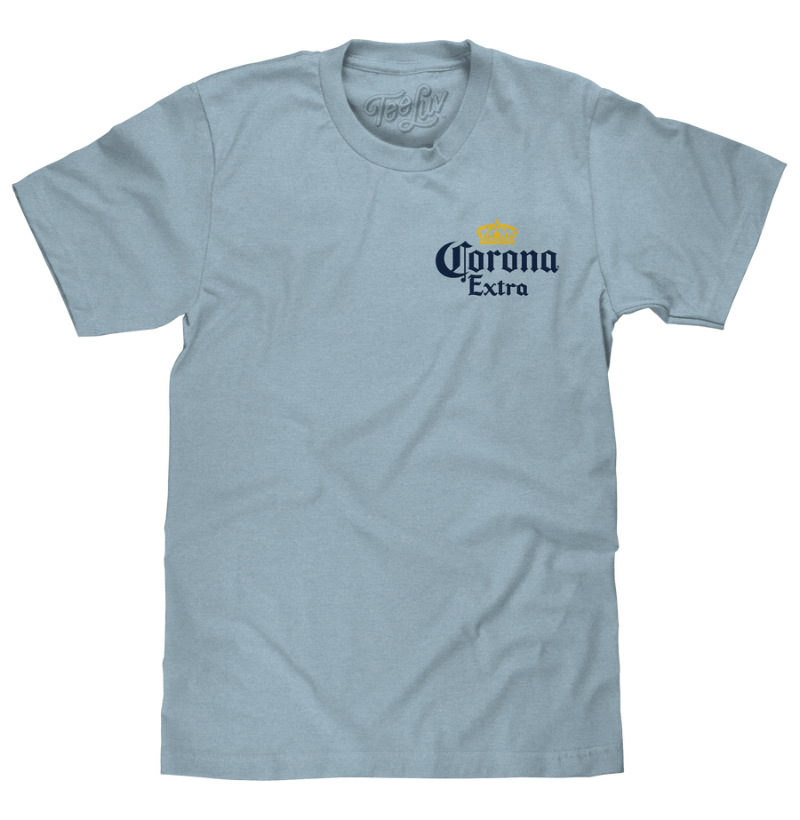 Corona Extra Left Chest Front and Back Beer Logo T-Shirt - Arctic Blue