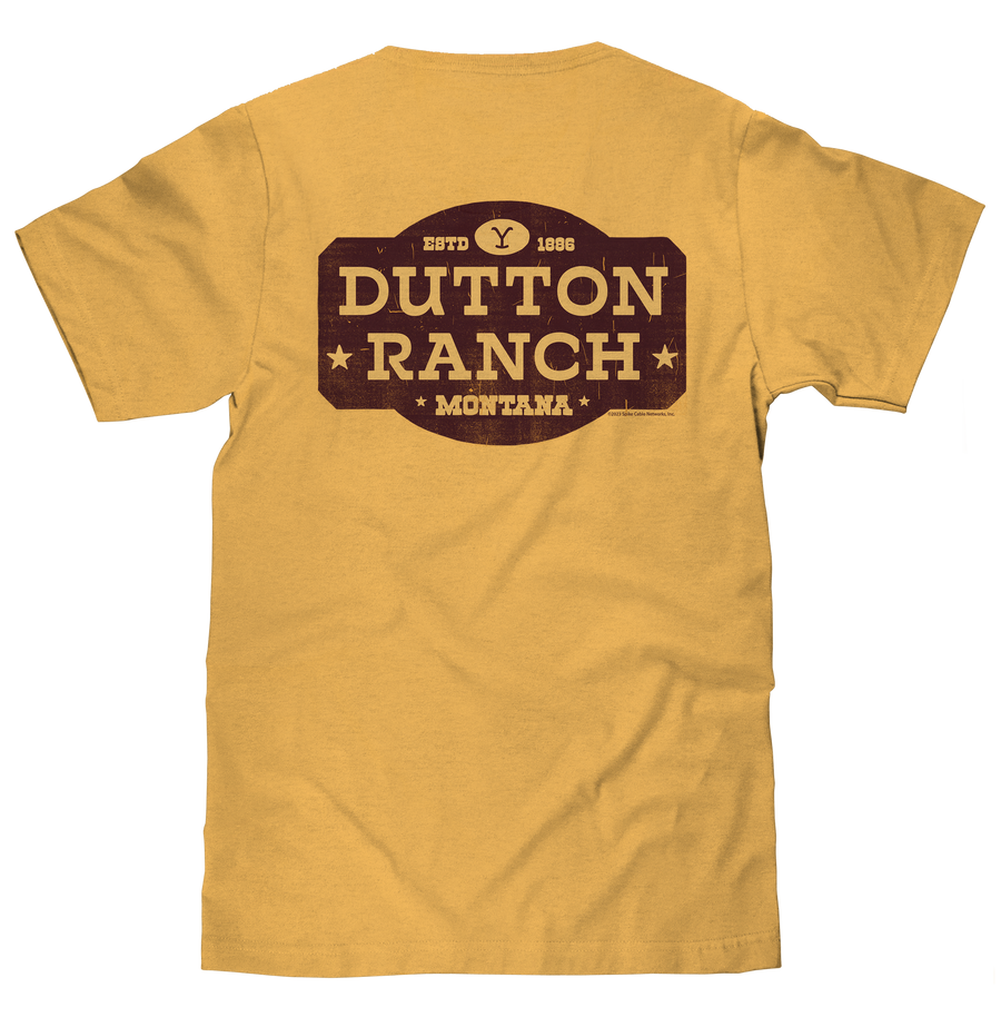 Yellowstone Dutton Ranch Front and Back Printed T-Shirt - Mustard Yellow