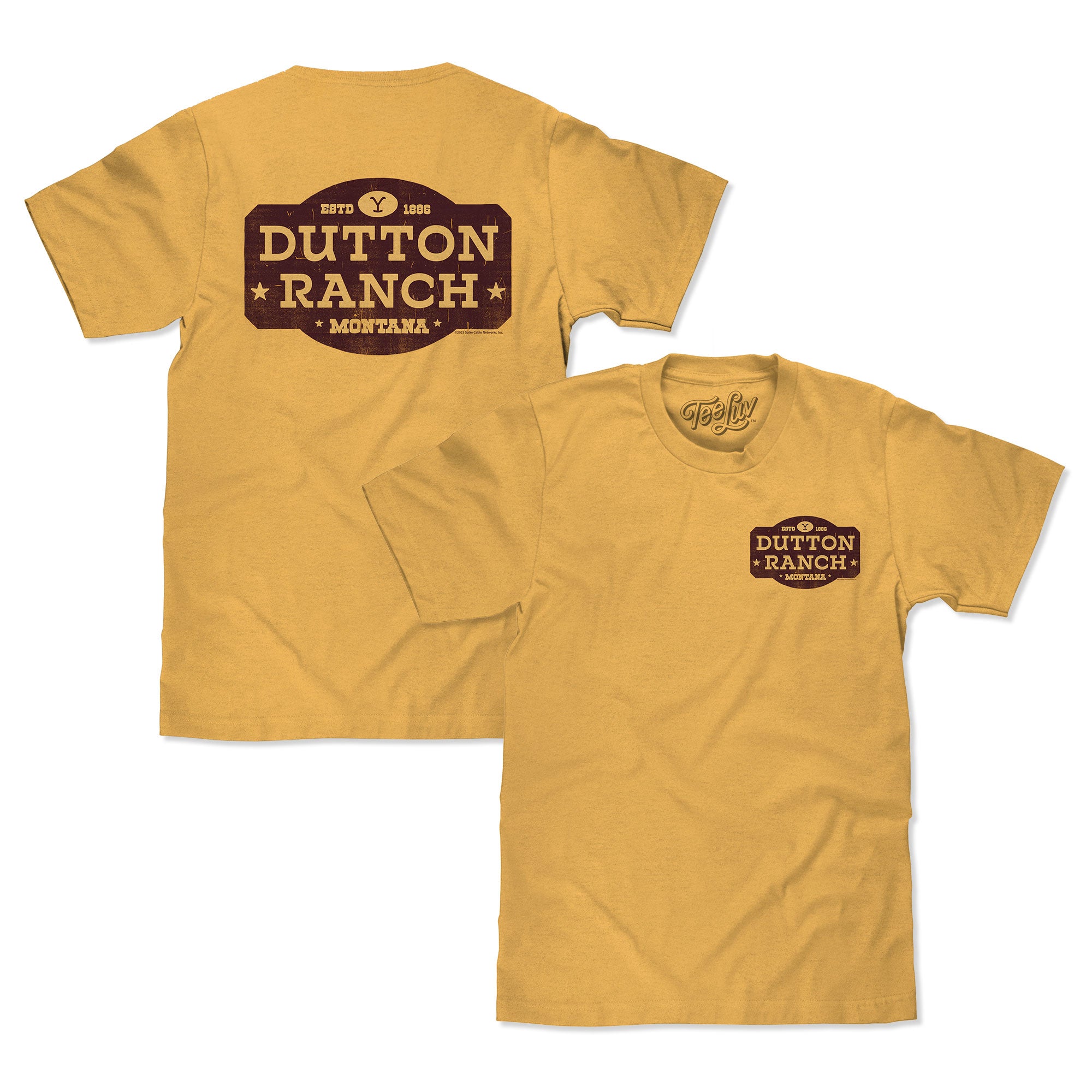 Yellowstone Dutton Ranch Front and Back Printed T-Shirt - Mustard Yell ...