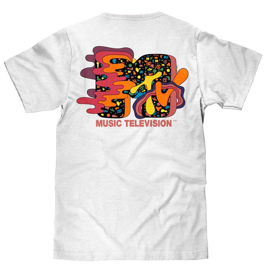 MTV 80s Logo Front/Back Print T-Shirt - White