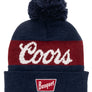 Coors Banquet Pom Pom Beanie Knit Hat - Navy/Burgundy