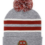 Harvard University Veritas Shield Pom Pom Beanie - Gray/Burgundy/White