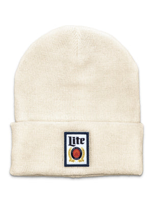 Miller Lite Beer Logo Knit Hat Beanie - White