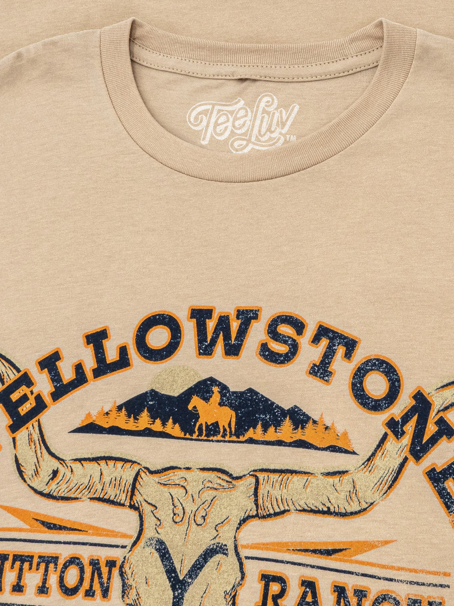 Yellowstone Dutton Ranch Cattle Skull T-Shirt - Cream