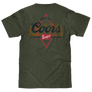 Coors Banquet The Legend Left Chest Front and Back Print T-Shirt - Military Green