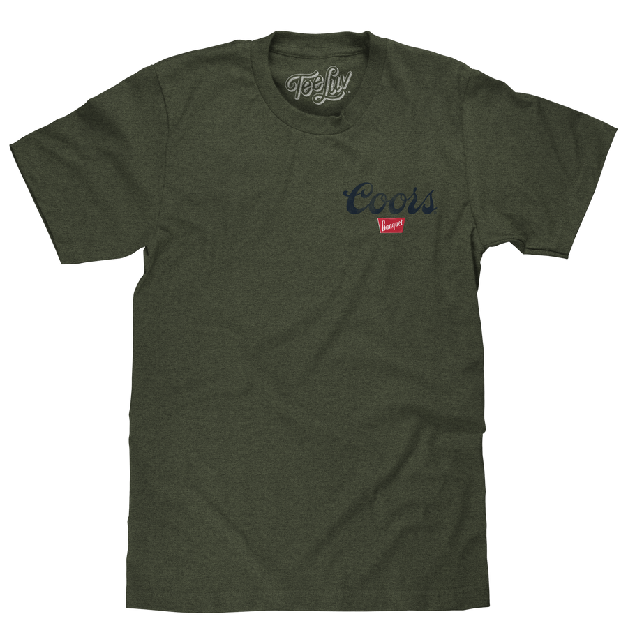 Coors Banquet The Legend Left Chest Front and Back Print T-Shirt - Military Green