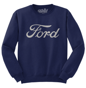Faded Ford Cat Logo Crewneck Sweatshirt - Navy Blue