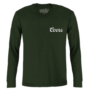 Coors Banquet Double Sided Long Sleeve Beer Logo T-Shirt - Forest Green