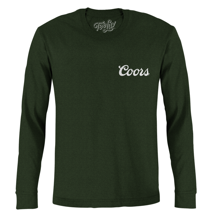 Coors Banquet Double Sided Long Sleeve Beer Logo T-Shirt - Forest Green