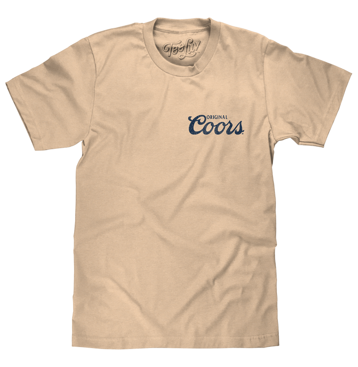 Original Coors Rodeo Legend Double Sided Beer Logo T-Shirt - Cream