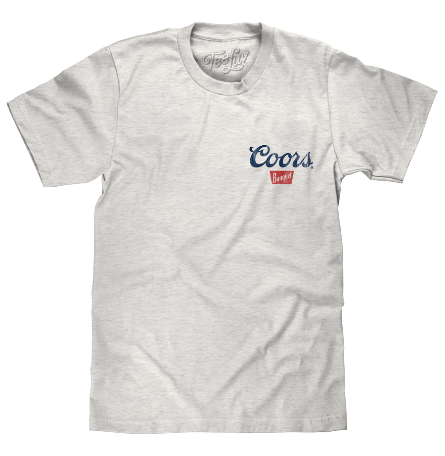 Coors Banquet Beer Front and Back Faded Graphic T-Shirt - Ash Gray