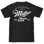 Distressed Miller High Life Logo Front and Back Print T-Shirt - Black
