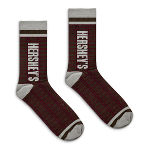 Hershey's Chocolate Candy Logo Grid Pattern Socks - Brown/Red/Gray