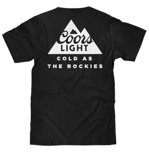 Coors Light Cold as the Rockies Left Chest Front and Back Print T-Shirt - Black