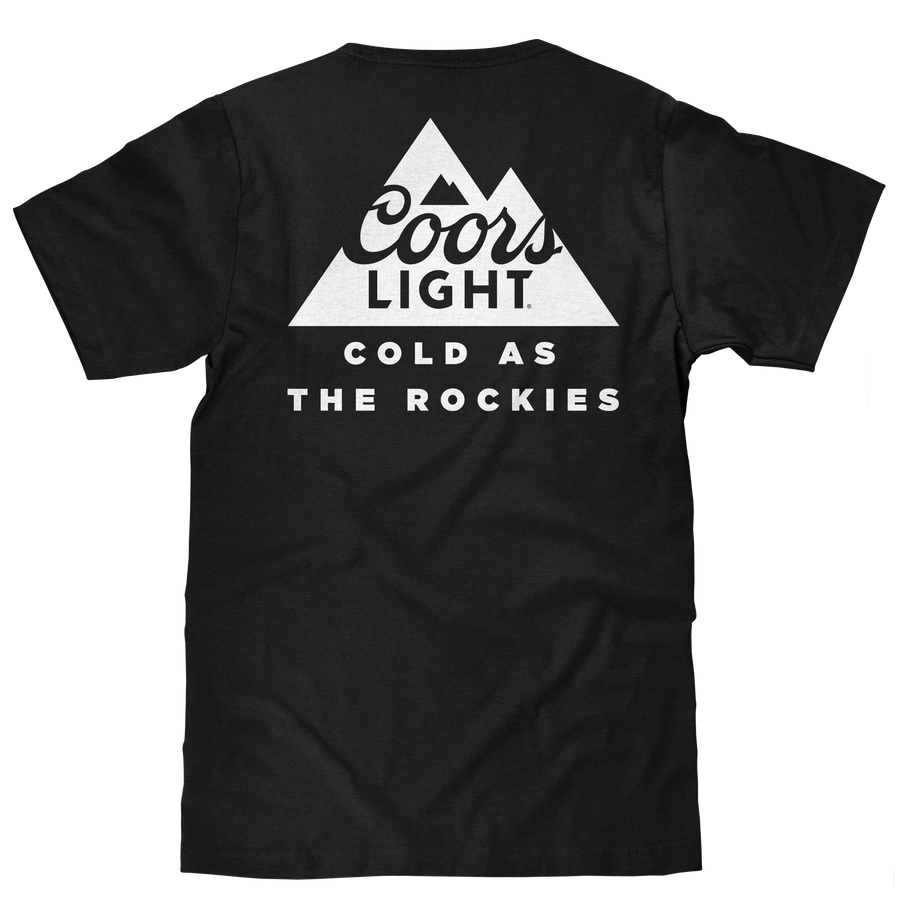 Coors Light Cold as the Rockies Left Chest Front and Back Print T-Shirt - Black